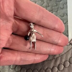 Vintage Sterling silver female bowling charm